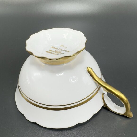 Royal Stafford Fine Porcelain China Teacup And Saucer England Heavy Gold Pattern - Picture 9 of 16